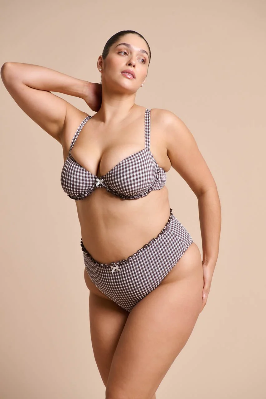 Ari Swim High Waist Espresso Gingham - Image 10