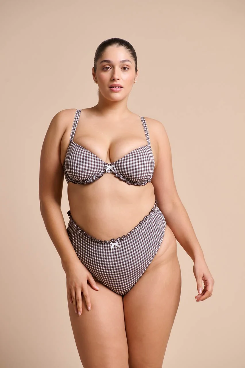 Ari Swim High Waist Espresso Gingham - Image 8